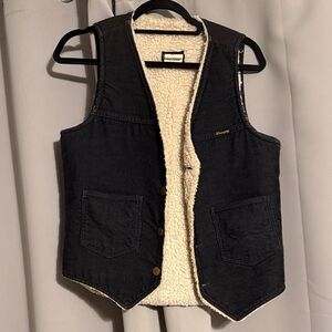 Wrangler Black Corduroy Vest with Cream Lining
